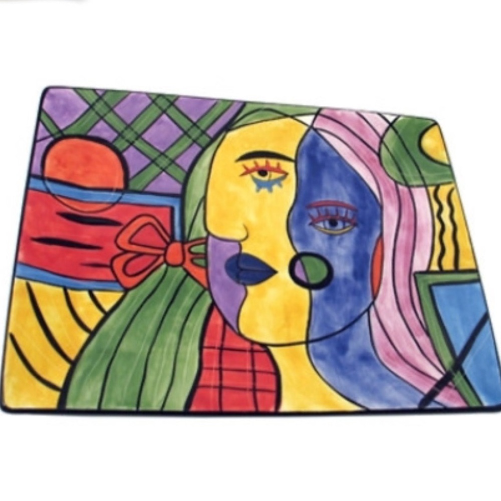Colorful Abstract Art Picasso inspired plate serving dish or for display wall